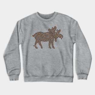 Bull Moose Shaped Maze & Labyrinth Crewneck Sweatshirt